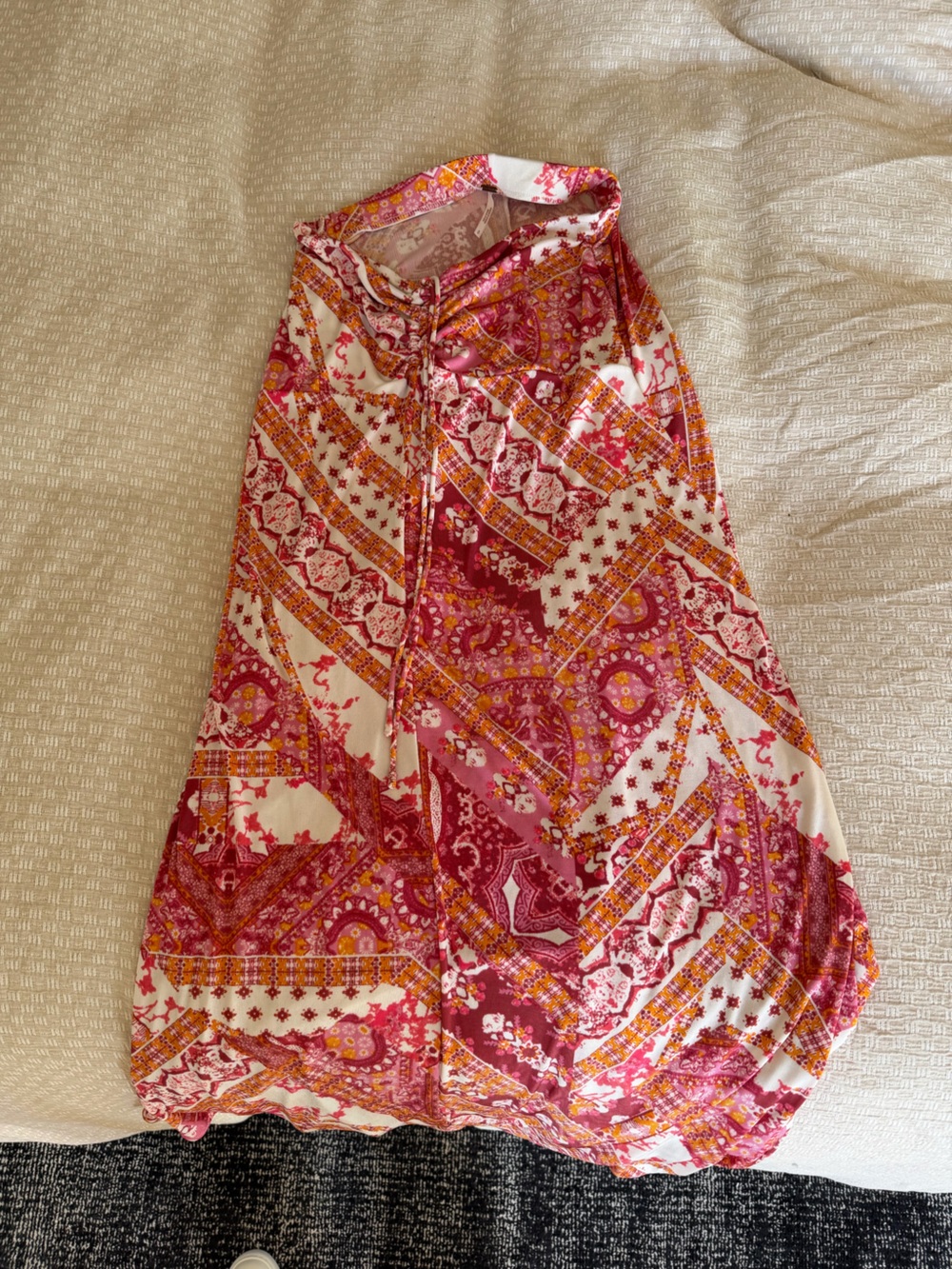 Free People Pink and Cream Paisley Maxi Skirt